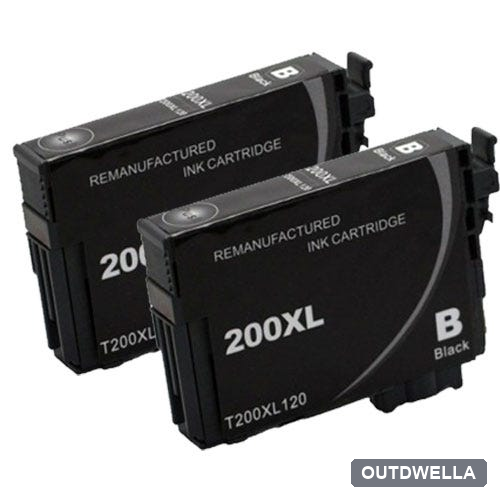 Epson 200XL (T200XL120) Black High-Yield Remanufactured Ink Cartridge Twin Pack