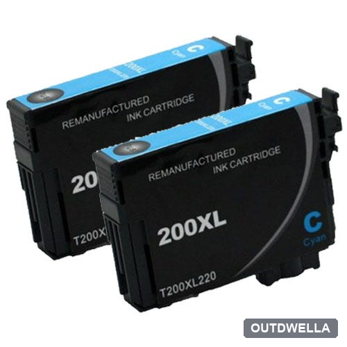 Epson 200XL (T200XL220) Cyan High-Yield Remanufactured Ink Cartridge Twin Pack