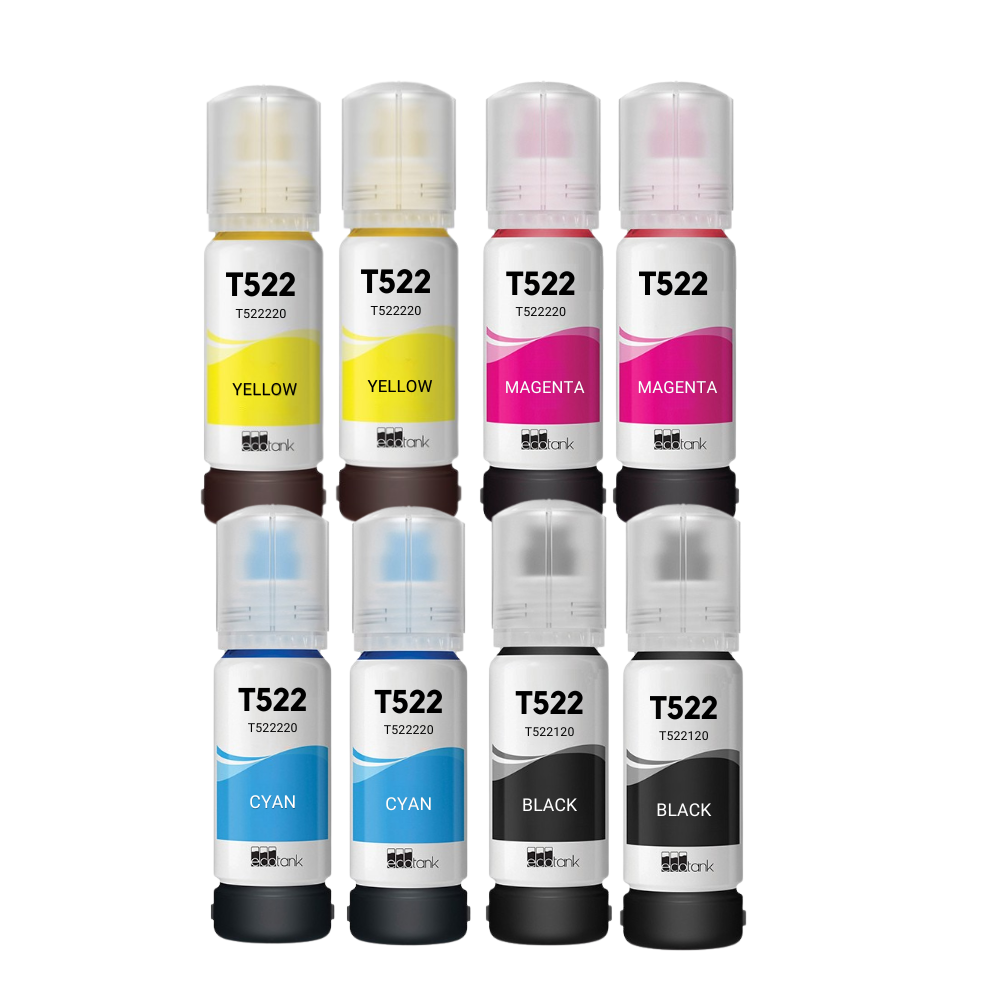 Epson T522 Compatible Standard Yield Ink Bottle 8-Pack Combo
