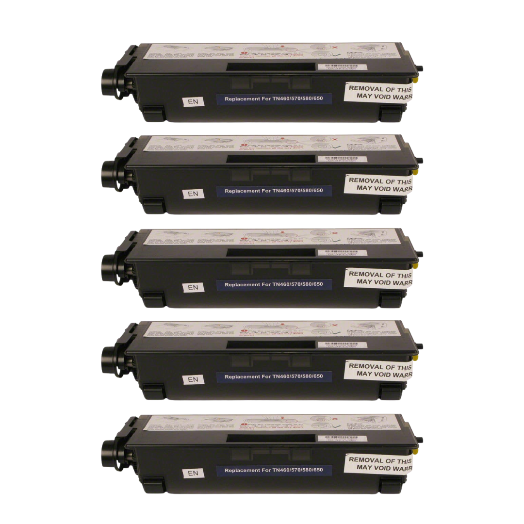 Brother TN460 Black Compatible High-Yield Toner Cartridge 5-Pack Combo