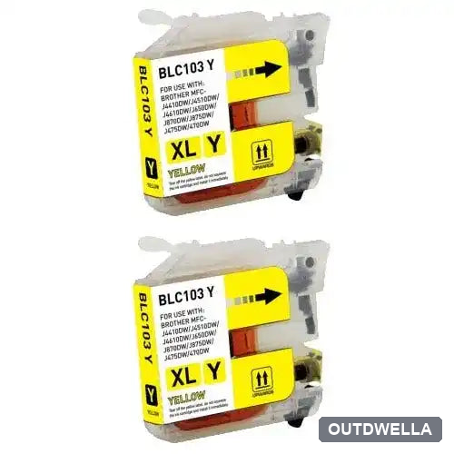 Brother LC103 / LC101 Yellow High-Yield Compatible Ink Cartridge Twin Pack