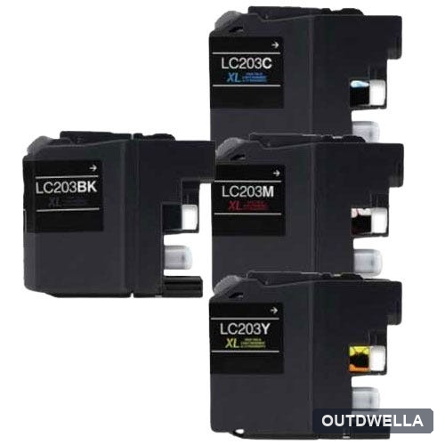 Brother LC203 (Replaces LC201) Compatible High Yield Ink Cartridge 4-Pack