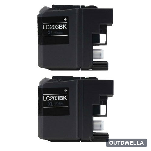 Brother LC203BK (Replaces LC201BK) Black High-Yield Compatible Ink Cartridge Twin Pack