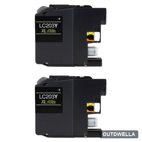 Brother LC203Y (Replaces LC201Y) Yellow High-Yield Compatible Ink Cartridge Twin Pack