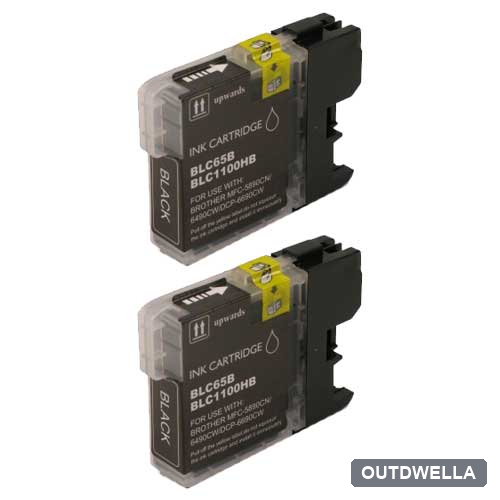 Brother LC65BK Black High-Yield Compatible Ink Cartridge Twin Pack