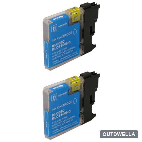 Brother LC65C Cyan High-Yield Compatible Ink Cartridge Twin Pack