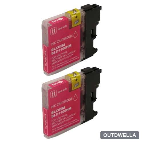 Brother LC65M Magenta High-Yield Compatible Ink Cartridge Twin Pack