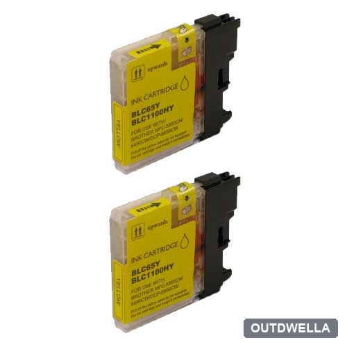 Brother LC65Y Yellow High-Yield Compatible Ink Cartridge Twin Pack