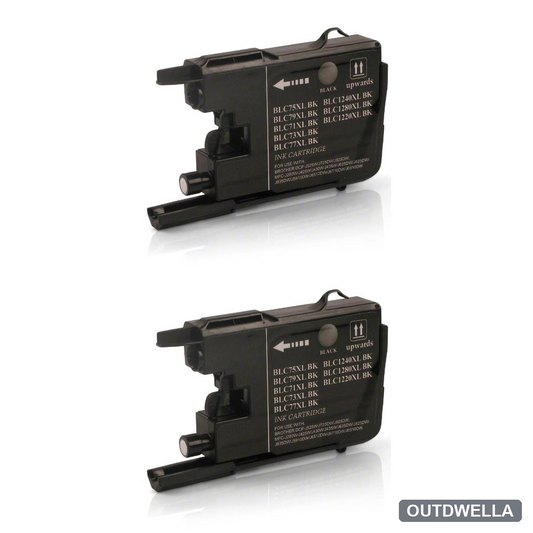 Brother LC75BK (Replaces LC71BK) Black High-Yield Compatible Ink Cartridge Twin Pack