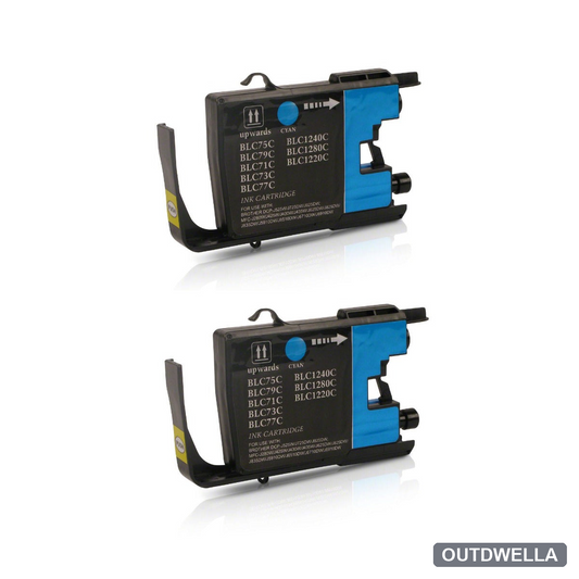 Brother LC75C (Replaces LC71C) Cyan High-Yield Compatible Ink Cartridge Twin Pack