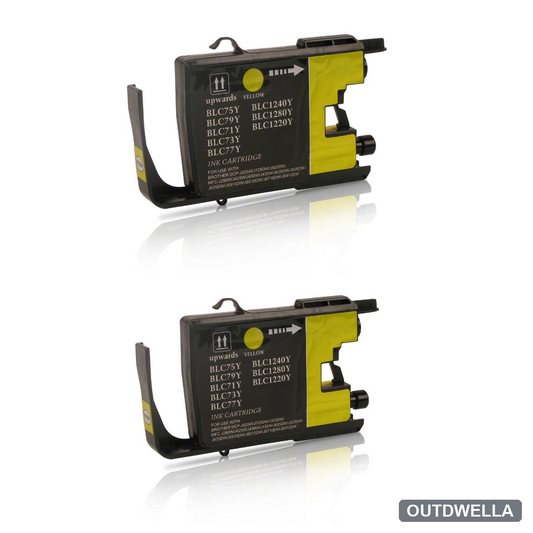 Brother LC75Y (Replaces LC71Y) Yellow High-Yield Compatible Ink Twin Pack