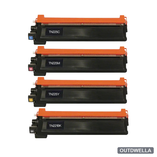 Brother TN221 & TN225 High-Yield Compatible Toner Cartridge 4-Pack Combo