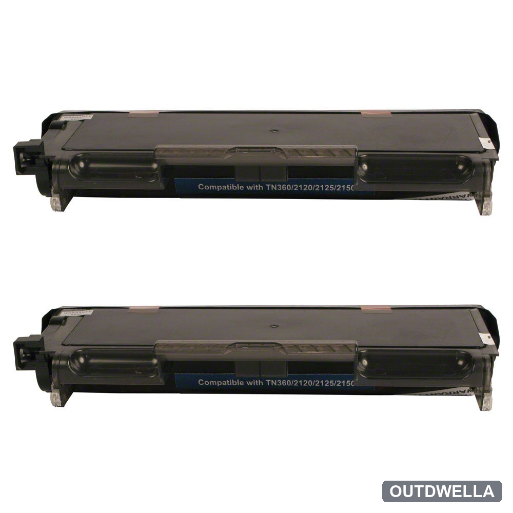 Brother TN360 (Replaces TN330) Black High-Yield Compatible Toner Cartridge Twin Pack