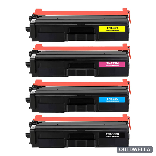 Brother TN433 High-Yield Compatible Toner Cartridge 4-Pack Combo