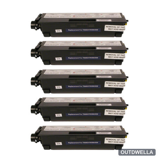 Brother TN460 Black Compatible High-Yield Toner Cartridge 5-Pack Combo