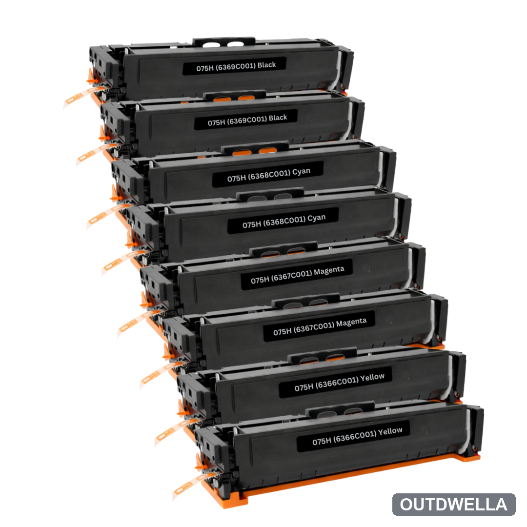 Canon 075H Compatible High-Yield Toner Cartridge 8-Pack Combo