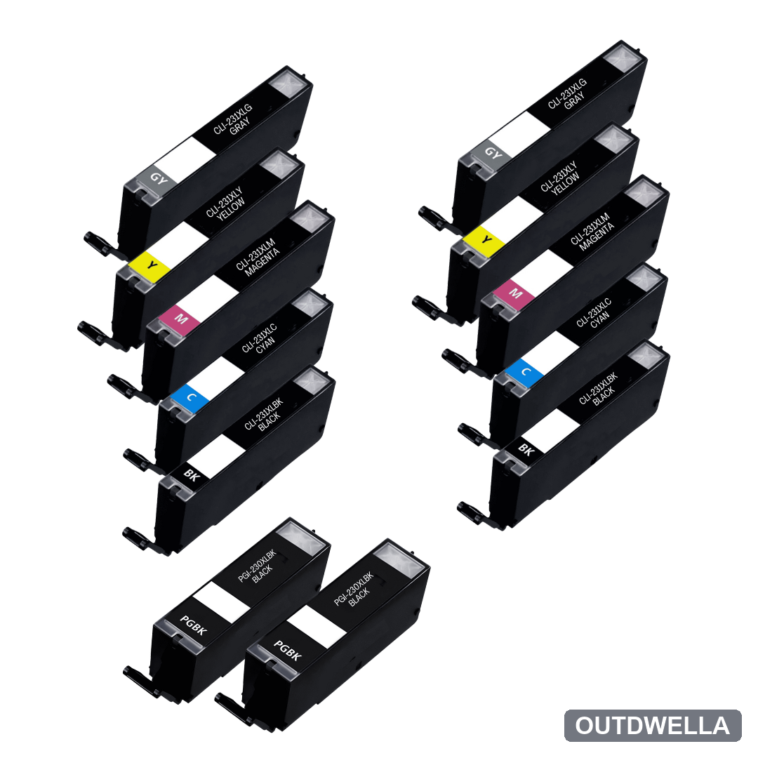 Canon CLI-231XL & PGI-230XL High-Yield Compatible Ink Cartridge 12-Pack Combo