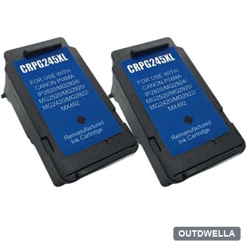 Canon PG-245XL Black (8278B001) High Yield Remanufactured Ink Cartridge Twin Pack