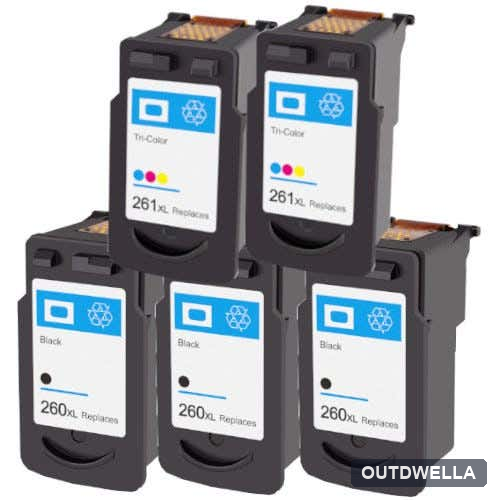 Canon PG-260XL & CL-261XL Remanufactured High Yield Ink Cartridge 5-Pack Combo