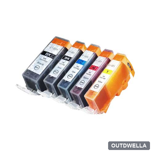 Canon PGI-220 & CLI-221 Compatible Ink Cartridge 5-Pack Combo