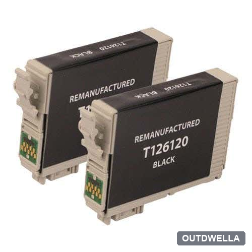 Epson 126 Black (T126120) Remanufactured High Yield Ink Cartridge Twin Pack