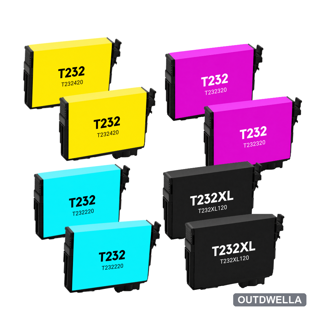Epson T232 & T232XL Compatible High & Standard Yield Ink Cartridge 8-Pack Combo