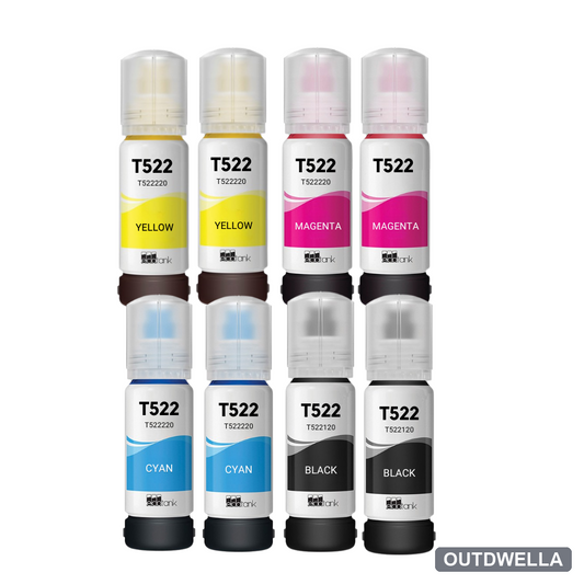 Epson T522 Compatible Standard Yield Ink Bottle 8-Pack Combo