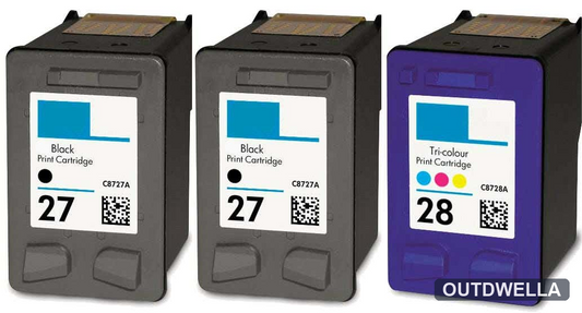 HP 27 & 28 Remanufactured Ink Cartridge 3-Pack Combo
