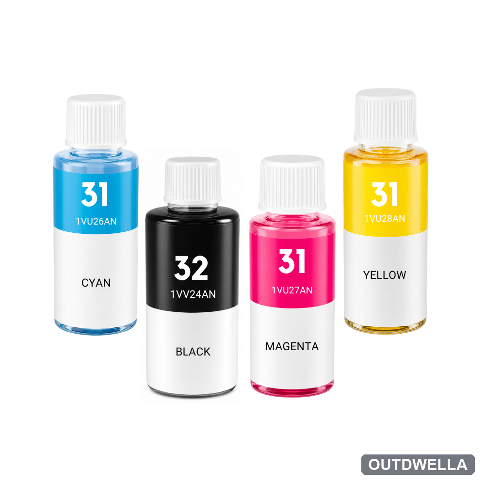 HP 31 & 32XL Compatible High & Standard Yield Ink Bottle 4-Pack Combo