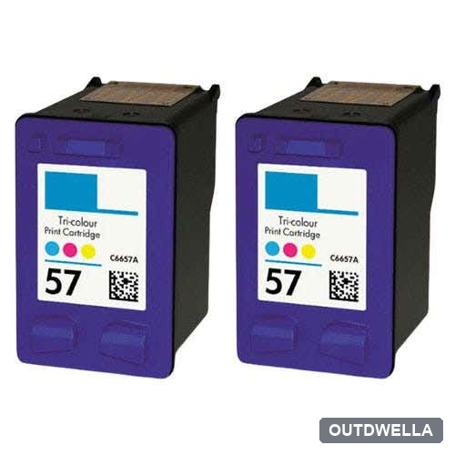 HP 57 Tri-Color (C6657AN) Remanufactured Ink Cartridge Twin Pack