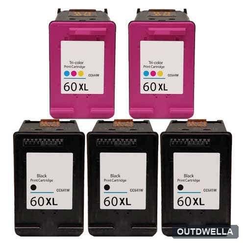 HP 60XL High-Yield Remanufactured Ink Cartridge 5-Pack Combo