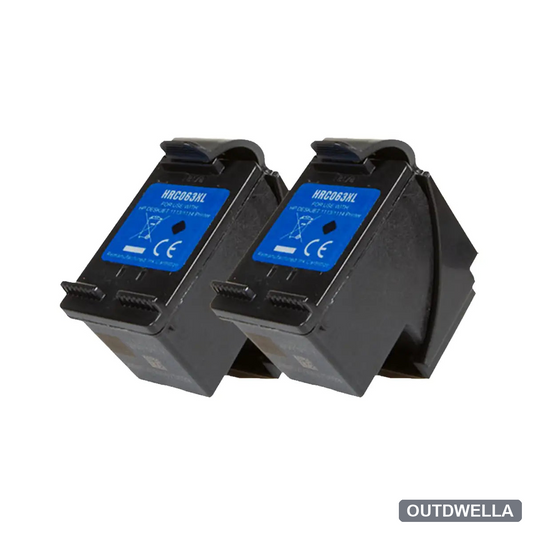HP 63XL Black (F6U64AN) Remanufactured High Yield Ink Cartridge Twin Pack