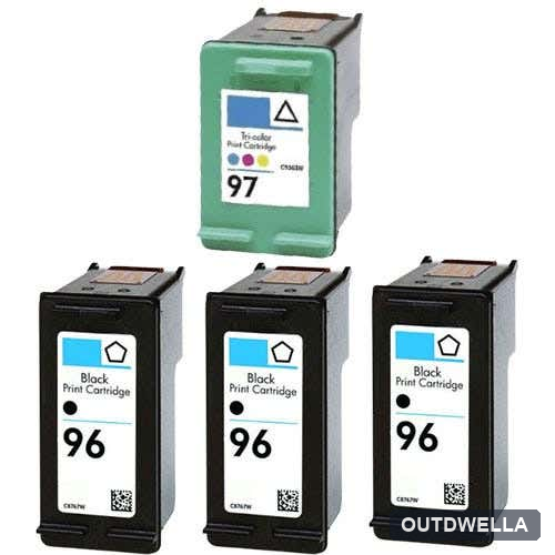 HP 96 (C8767WN) & 97 (C9363WN) Remanufactured Ink Cartridge 4-Pack