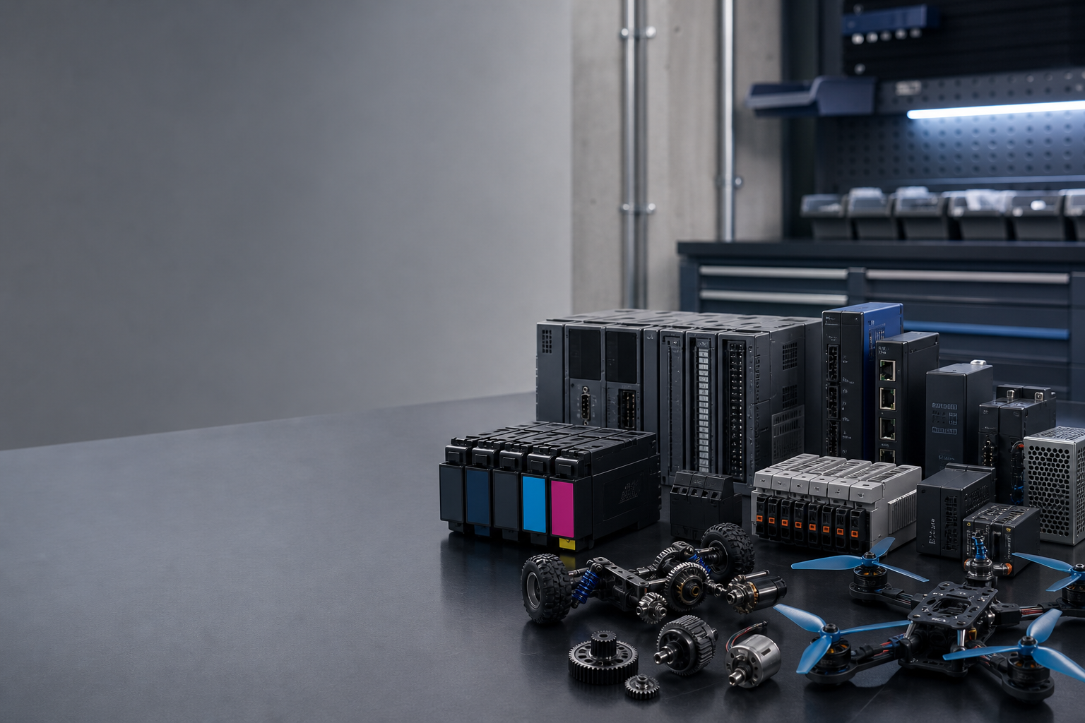 Industrial PLC modules, printer supplies, RC parts and FPV drone components