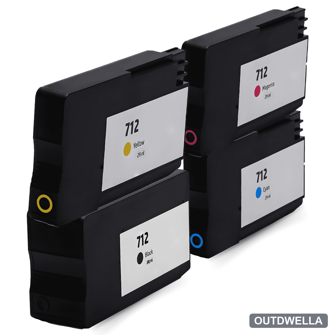 Remanufactured HP 712 Standard Yield Ink Cartridge 4-Piece Combo Pack