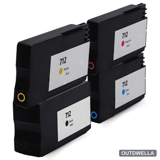 Remanufactured HP 712 Standard Yield Ink Cartridge 4-Piece Combo Pack